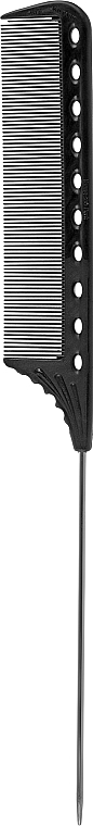 Расческа с металлическим хвостиком, 225мм, черная - Y.S.Park Professional Tail Combs YS-122 Carbon — фото N1