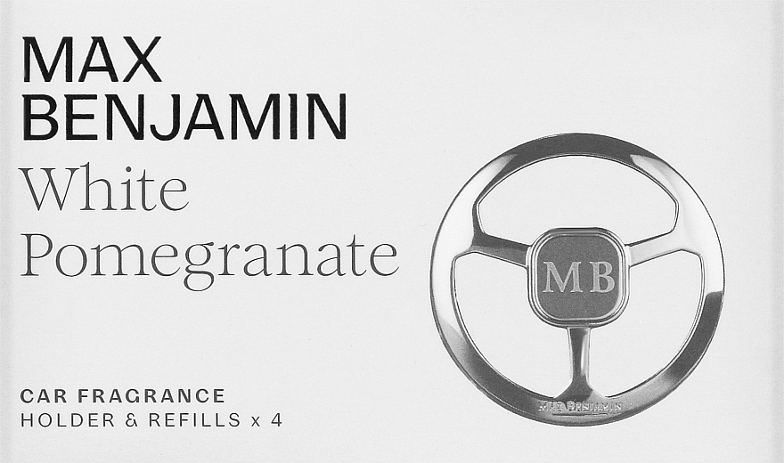 Набор - Max Benjamin Car Fragrance White Pomegranate Gift Set (dispenser + refill/4pcs) — фото N1