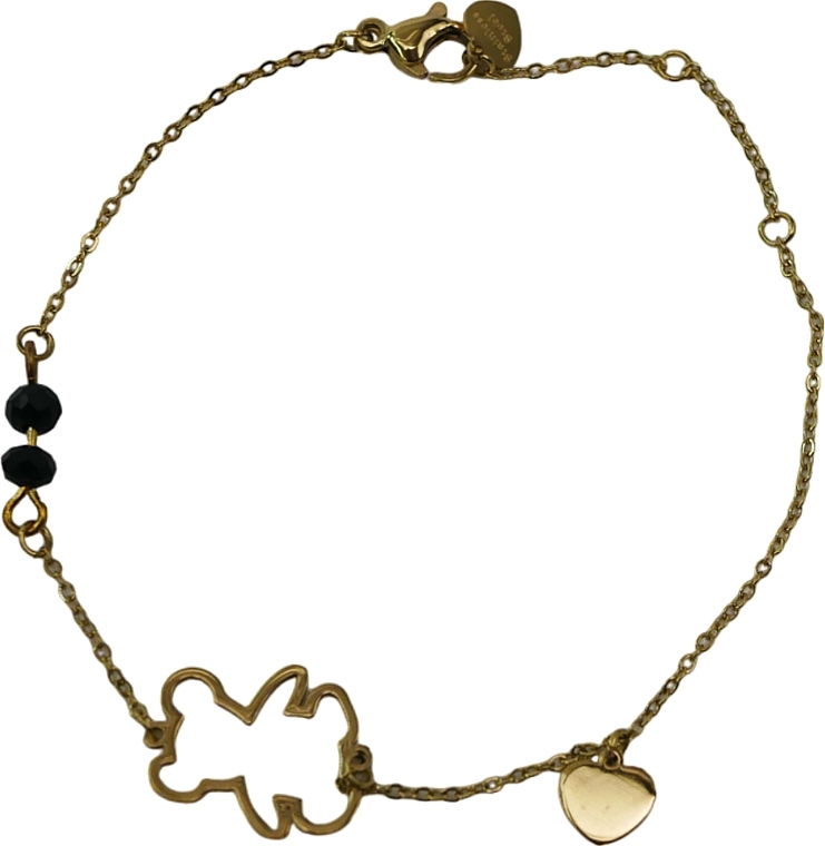 Браслет жіночий, камінці, ведмедик і серце, золотистий - Lolita Accessories — фото N1