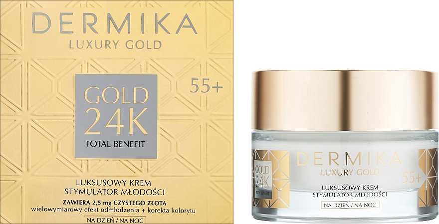 Крем для обличчя  - Dermika Gold 24k Total Benefit Youth Stimulator 55+ — фото N2