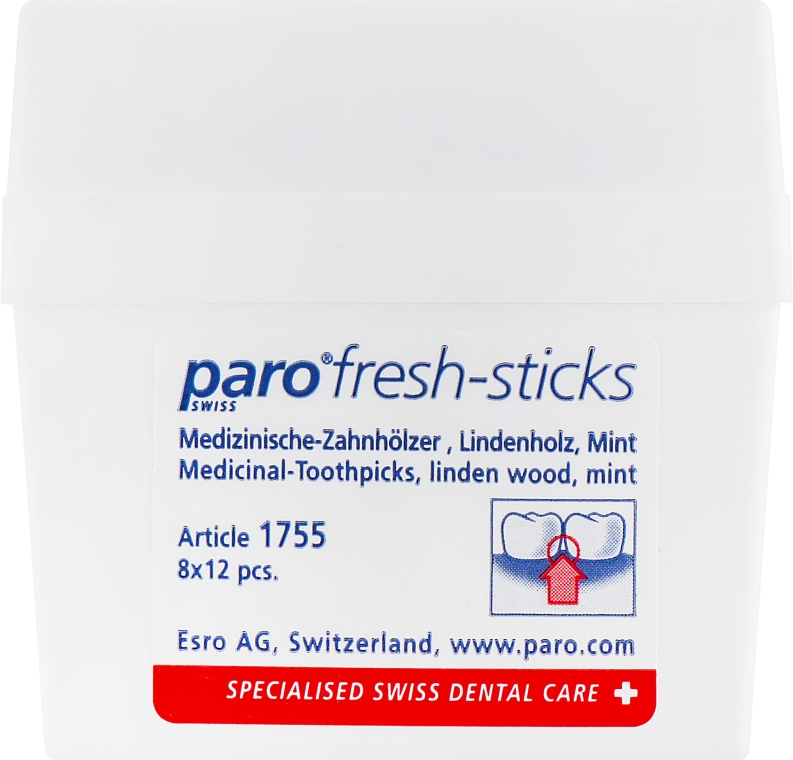 Медичні зубочистки, середнього розміру, з м'ятним смаком (96шт) - Paro Swiss Fresh - Sticks — фото N2