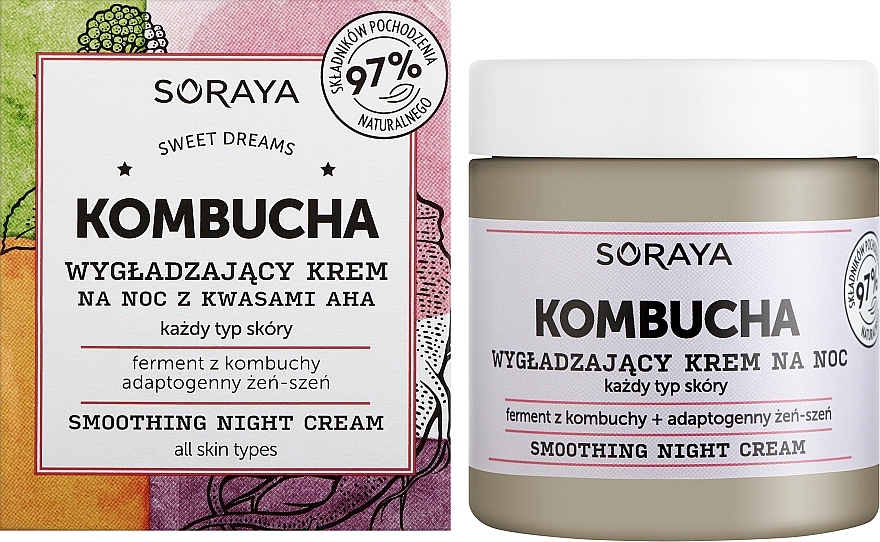 Розгладжувальний нічний крем з AHA-кислотами - Soraya Kombucha Smoothing Night Cream — фото N2