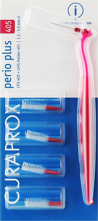 Набор ершиков "Perio plus", CPS 405 с красным держателем - Curaprox — фото N1