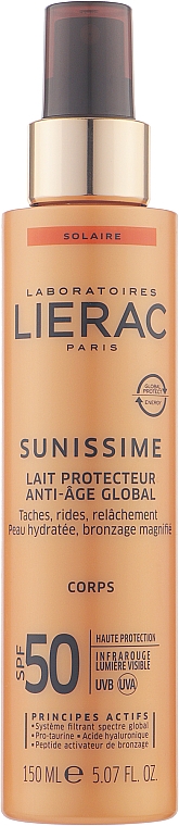 Солнцезащитное молочко для тела SPF50 - Lierac Sunissime 