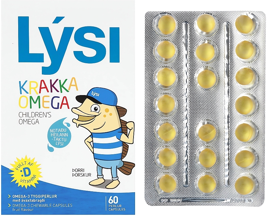 Омега-3 для дітей з вітаміном Д3 жувальні капсули з фруктовим смаком - Lysi Children's Omega + D Chewable Capsules — фото N6
