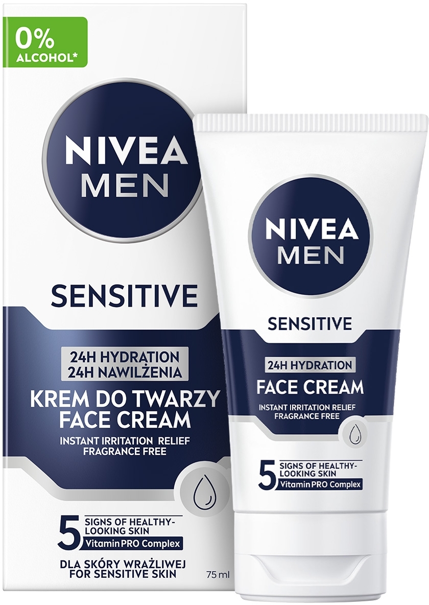 Крем для чувствительной кожи "24-часовое увлажнение" - NIVEA MEN Sensitive Face Cream — фото 75ml