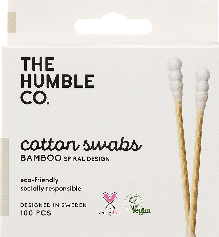 Бамбукові ватні палички спіральні, білі - The Humble Co. Cotton Swabs Spiral Tip