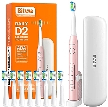 Электрическая зубная щетка Daily D2, 8 насадок, футляр, розовая - Bitvae — фото N1