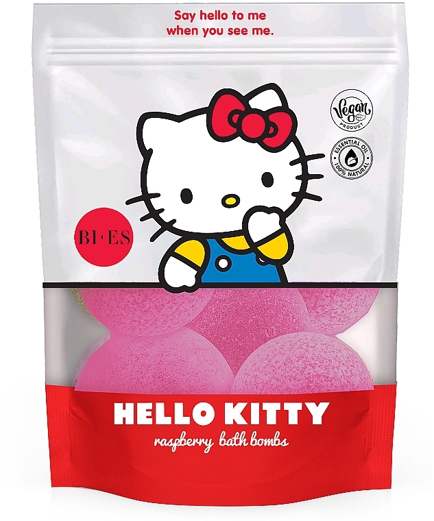 Бомбочка для ванны - Bi-es Kids Hello Kitty Raspberry Bath Bombs — фото N1