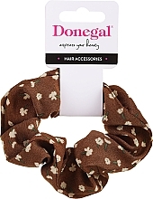 Резинка для волос, FA-5645, коричневая в цветы - Donegal — фото N1