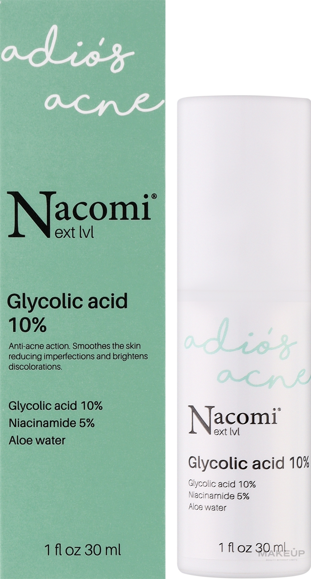 Ночная сыворотка-пилинг с 10% гликолевой кислотой - Nacomi Next Level Glycolic Acid 10% — фото 30ml