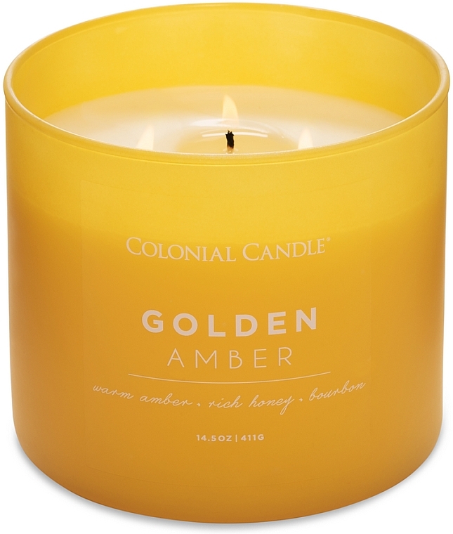 Ароматическая свеча с тремя фитилями - Colonial Candle Scented With Three Wicks Gold en Amber — фото N1