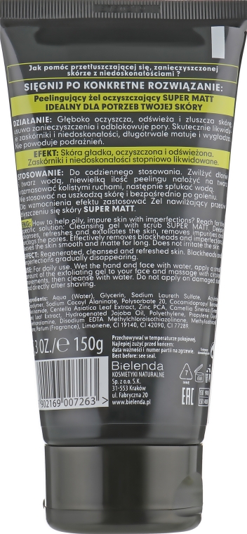 Очищаючий скраб–гель - Bіelenda For Men Only Super Mat Cleansing Gel With Scrub — фото N4