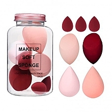 Набор спонжей для макияжа в банке, 7 шт. - Ecarla Makeup Soft Sponge Creamy Red Duo — фото N1