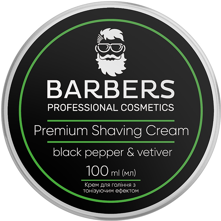 Крем для гоління з тонізувальним ефектом - Barbers Premium Shaving Cream Black Pepper-Vetiver
