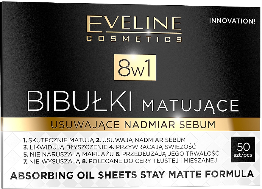 Матирующие салфетки для лица - Eveline Cosmetics 8In1