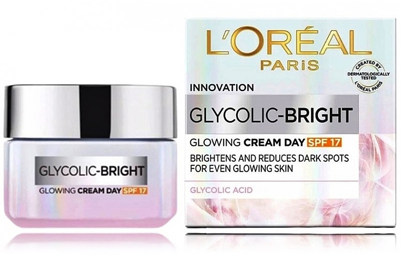 Денний освітлювальний крем для обличчя - L'Oreal Paris Glycolic-Bright Glowing Cream Day SPF17 — фото N2
