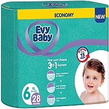 Парфумерія, косметика Підгузки дитячі гігієнічні одноразові XL 6, 16+ кг, 28 шт. - Evy Baby