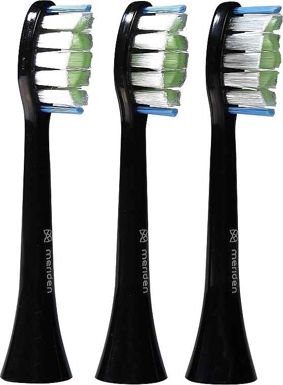 Насадки для зубних щіток 3 шт., чорні - Meriden Sonic DailyCare Family Black — фото N1