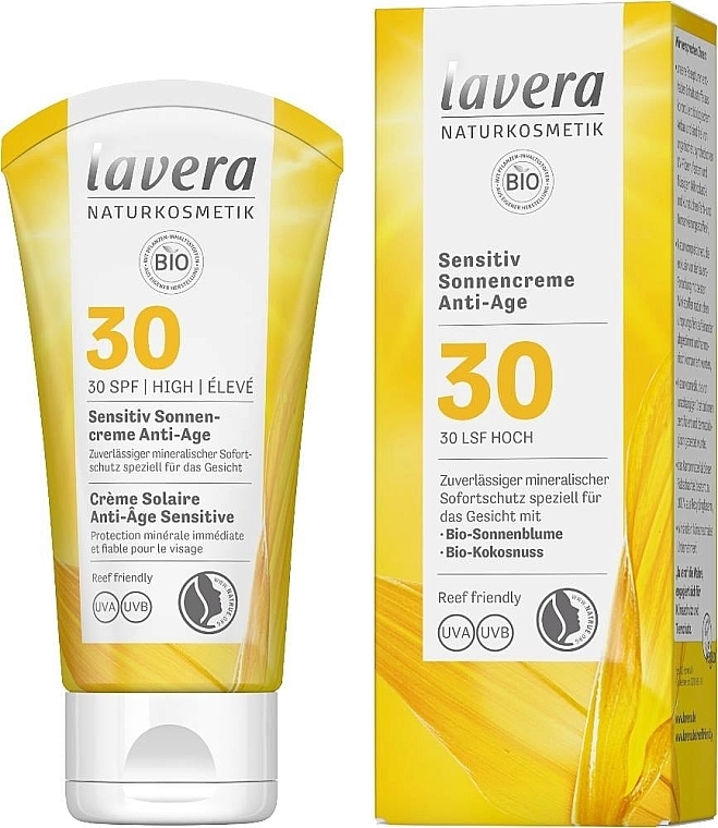 Сонцезахисний крем для обличчя - Lavera Sensitive Sun Cream Anti-Age SPF 30 — фото N1
