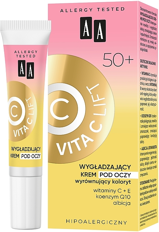Розгладжувальний крем для повік 50+ - AA Vita C Lift Smoothing Eye Cream — фото N1