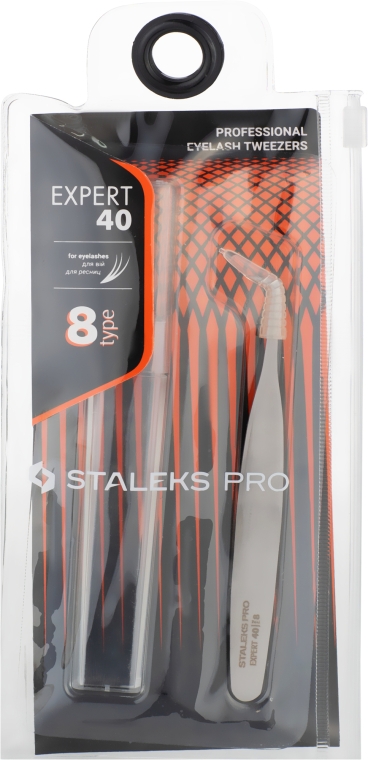 Пинцет профессиональный для ресниц - Staleks Pro Expert 40 Type 8 — фото N6