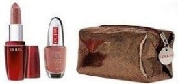 Парфумерія, косметика Набір - Pupa Perfect Match Kit Darling Beige Special Edition (lipstick/3.5 ml + Nails/5ml + bag)