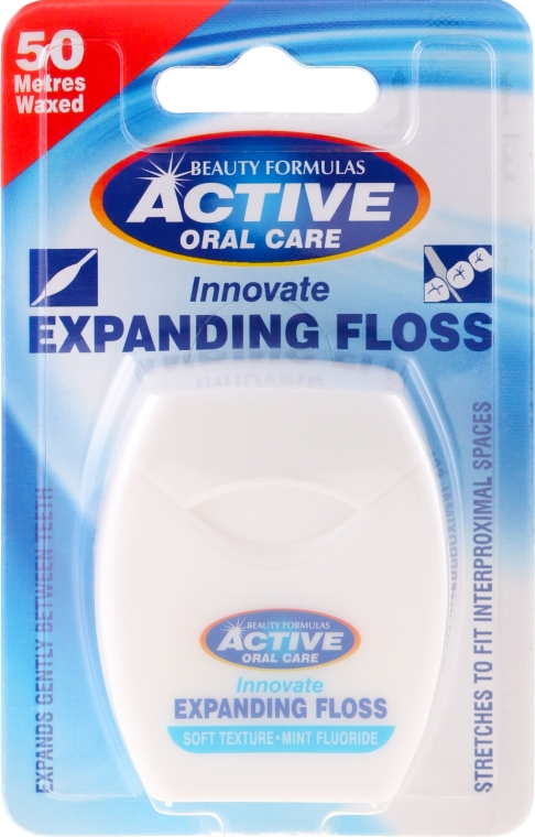 Мягкая зубная нить с мятой и фтором - Beauty Formulas Active Oral Care Expanding Floss Mint With Fluor 50m