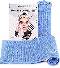 Духи, Парфюмерия, косметика Дорожный набор полотенец для лица, голубые "MakeTravel" - MAKEUP Face Towel Set