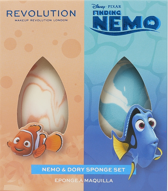 Набір спонжів для макіяжу, 2 шт. - Makeup Revolution Disney & Pixar’s Finding Nemo Nemo & Dory Sponge Set — фото N1