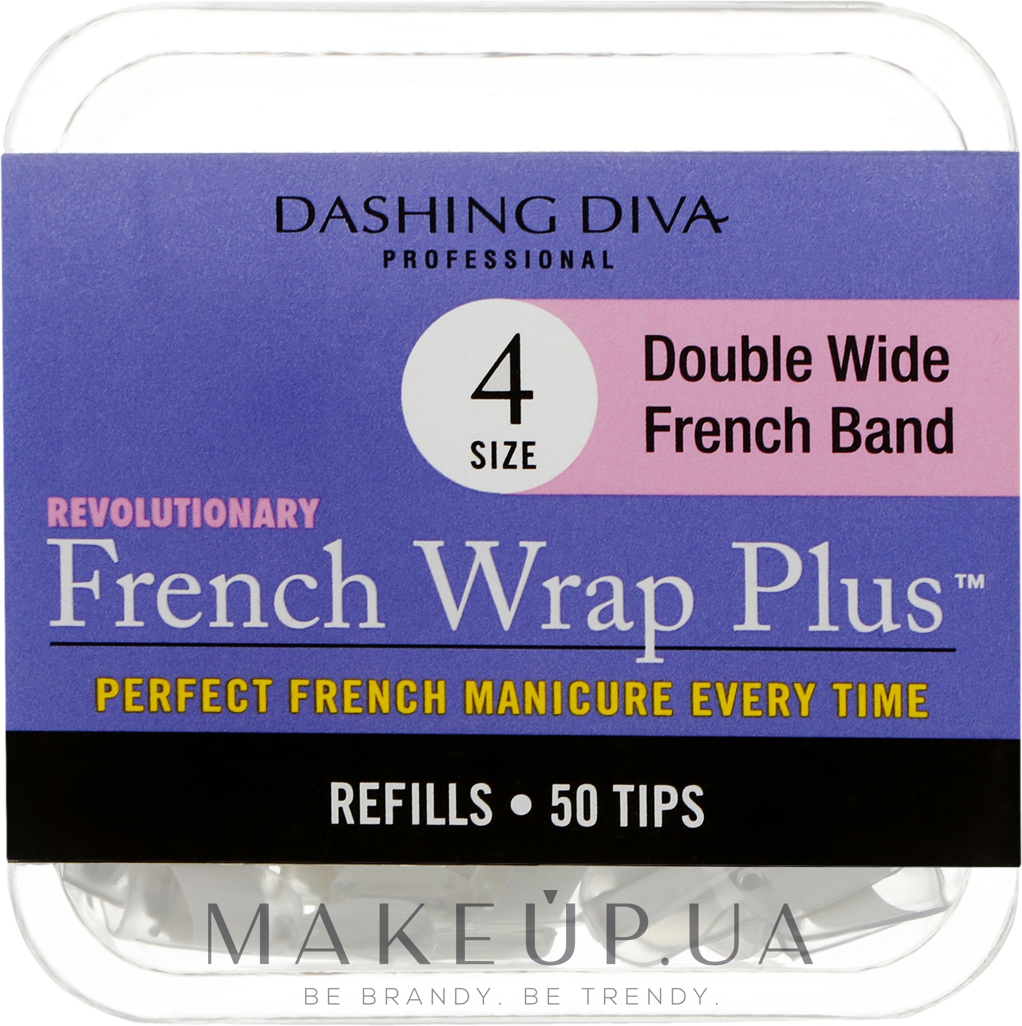 Типсы широкие "Френч Смайл+" - Dashing Diva French Wrap Plus Double Wide White 50 Tips (Size-4) — фото 50шт