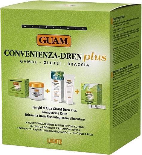Набор - Guam Convenienza Dren Plus Body Slimming Kit (mask/500g + b/cr/200ml + suppl/30pcs) — фото N1