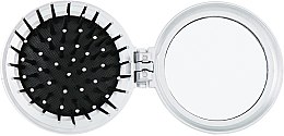 Гребінець складний із дзеркалом, круглий, РM-2064, сірий - Silver Style — фото N2