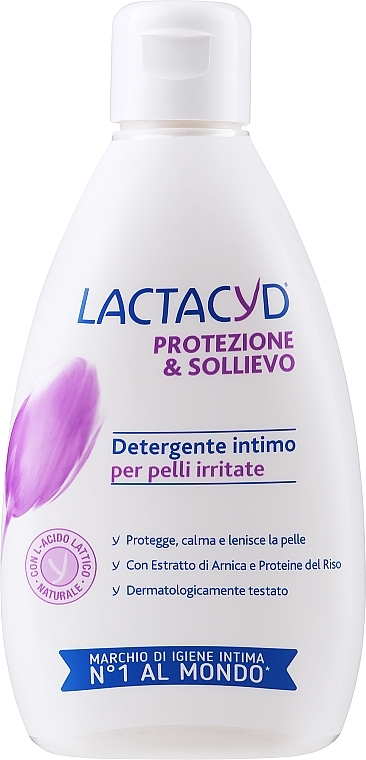 Средство для интимной гигиены с рисовым белком и экстрактом арники - Lactacyd Detergente Intimo Protection Relief — фото N1