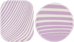 Спонжи для макияжа, круглый и прямоугольный, бело-фиолетовые - Globus Group — фото N1