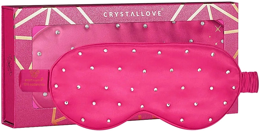 Шовкова пов'язка на очі, рожева - Crystallove Silk Blindfold With Crystals Hot Pink — фото N1