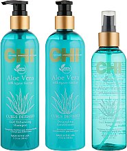 Духи, Парфюмерия, косметика Набор для вьющихся волос - CHI Aloe Vera Oil (shampoo/340ml + cond/340ml + spray/177ml)