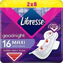 Гігієнічні нічні прокладки з крильцями, 16 шт. - Libresse Maxi Goodnight — фото N1