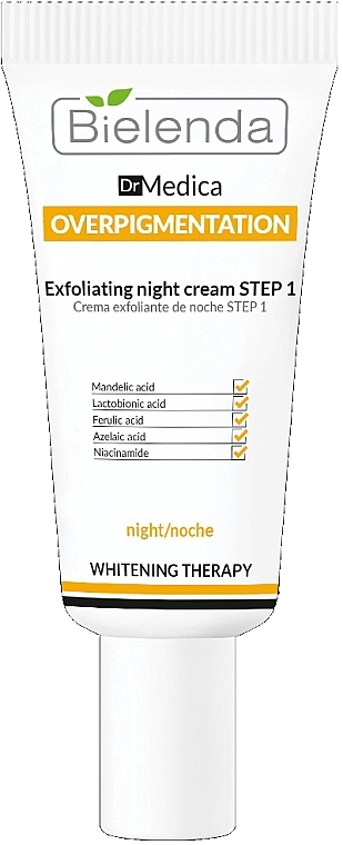 Відлущуючий нічний крем "Крок 1" - Bielenda Dr Medica Overpigmentation Exfoliating Night Cream Step 1 — фото N1
