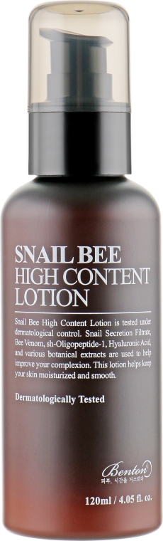 Денний лосьйон з високим вмістом муцину равлика і бджолиного яду - Benton Snail Bee High Content Lotion — фото N2