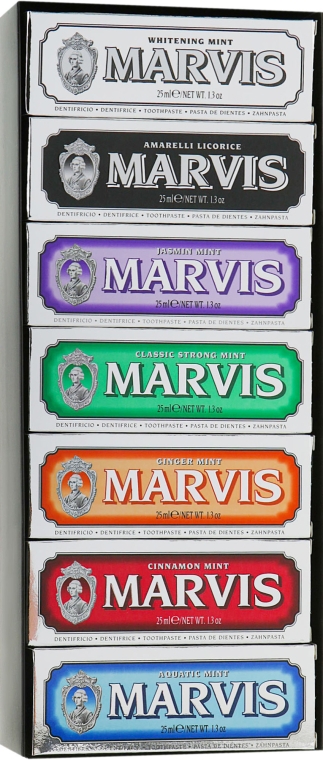 Дорожный набор зубных паст - Marvis 7 Flavours Box (toothpast/7x25) — фото N2
