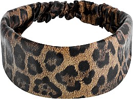 Повязка на голову, экокожа прямая, леопард коричневый "Faux Leather Classic" - MAKEUP Hair Accessories — фото N1