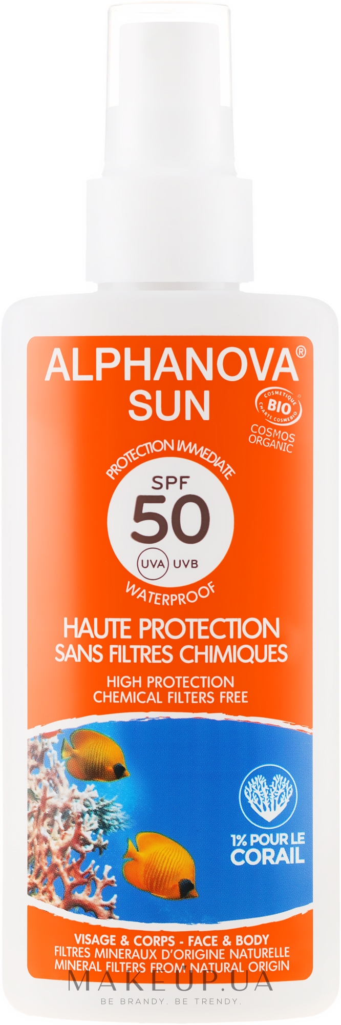 Солнцезащитный спрей - Alphanova Sun Protection Spray SPF 50 — фото 125g