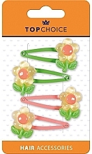 Заколки для волосся "Квіточки", 23972, зелені та рожеві - Top Choice — фото N1
