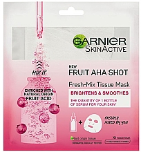 Духи, Парфюмерия, косметика Освежающая тканевая маска для лица - Garnier Skin Active New Fruit Aha Shot Fresh Mix Tissue Mask