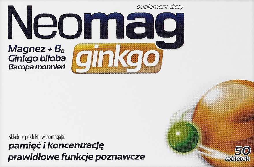 Дієтична добавка в таблетках - Aflofarm Neomag Ginkgo — фото N1