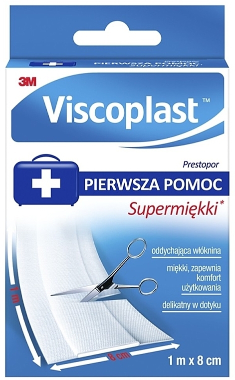 Медицинский пластырь супермягкий, 1 м х 8 см - Viscoplast Prestopor Supersoft — фото N1