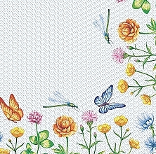 Салфетки бумажные, 33x33 "Цветы с бабочкой" 2 слоя - Silken — фото N1