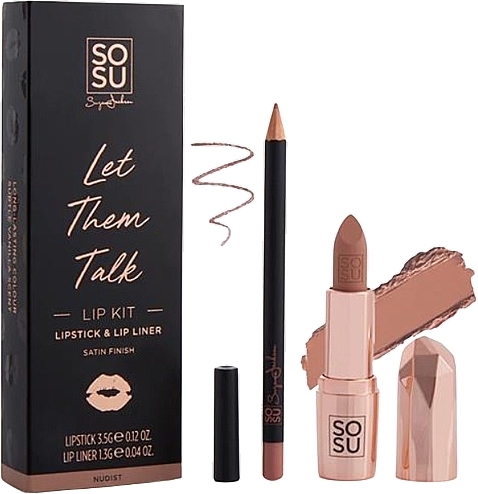 Набор - Sosu by SJ Let Them Talk Nudist Lip Kit (lipstick/3,5g + lip/liner/1,35g) — фото N1