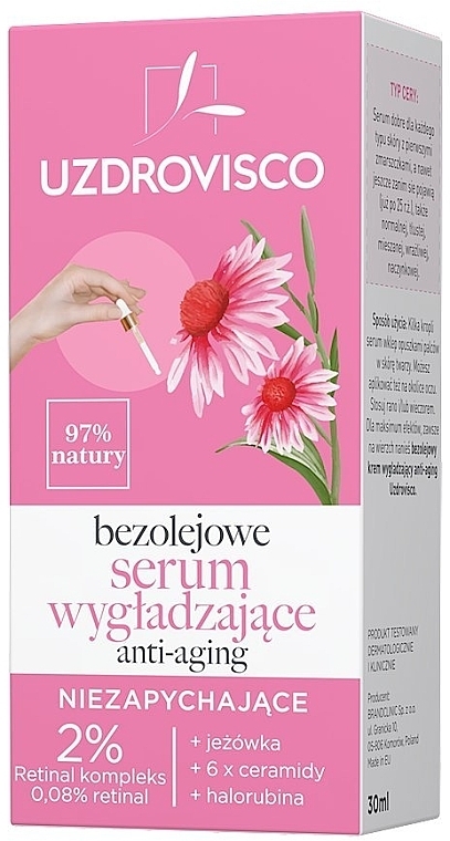 Безолійна антивікова сироватка для обличчя з екстрактом ехінацеї - Uzdrovisco Anti-Aging Smoothing Face Serum — фото N2